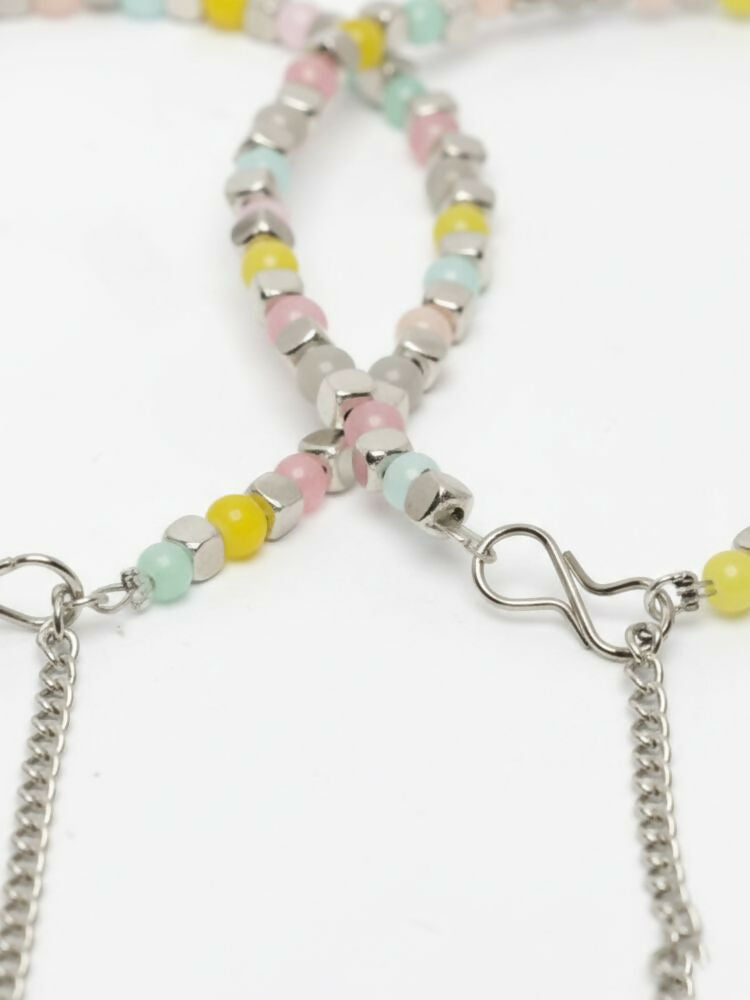 NVR Women Silver Plated Multicolour Artificial Beads Anklet - Distacart