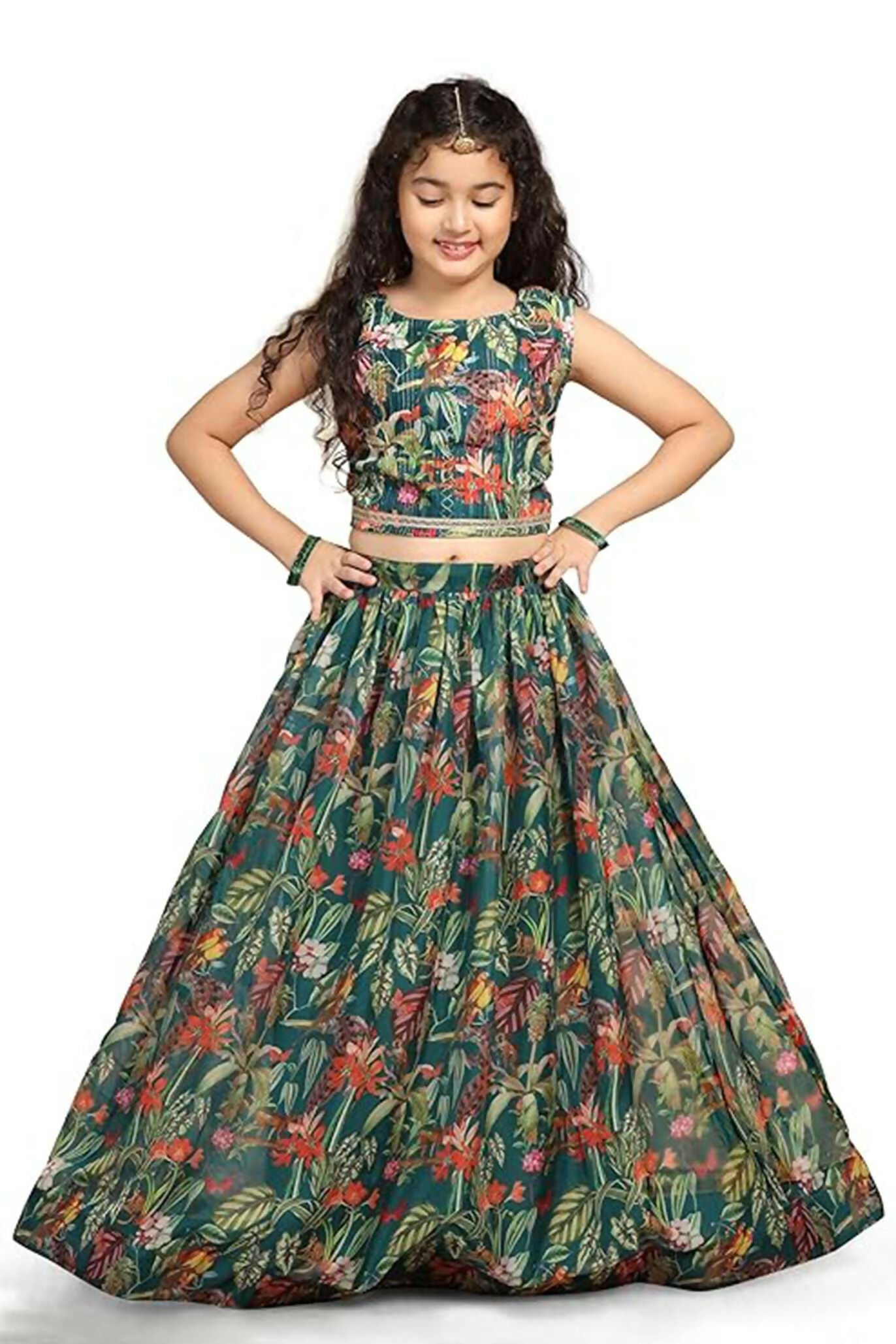Joban Fashion Girl's Green Color Lehenga Choli - Distacart