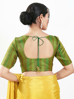 Thumbnail for Joban Fashion Green Brocade Padded Blouse With Sweetheart Neck Elbow Sleeves
