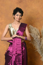 Thumbnail for Very Much Indian Fusion Cotton Tissue Shimmer Saree - Maroon - Distacart