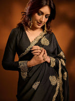 Thumbnail for Joban Fashion Black Rangoli Crush Silk Party Wear Sarees - Distacart