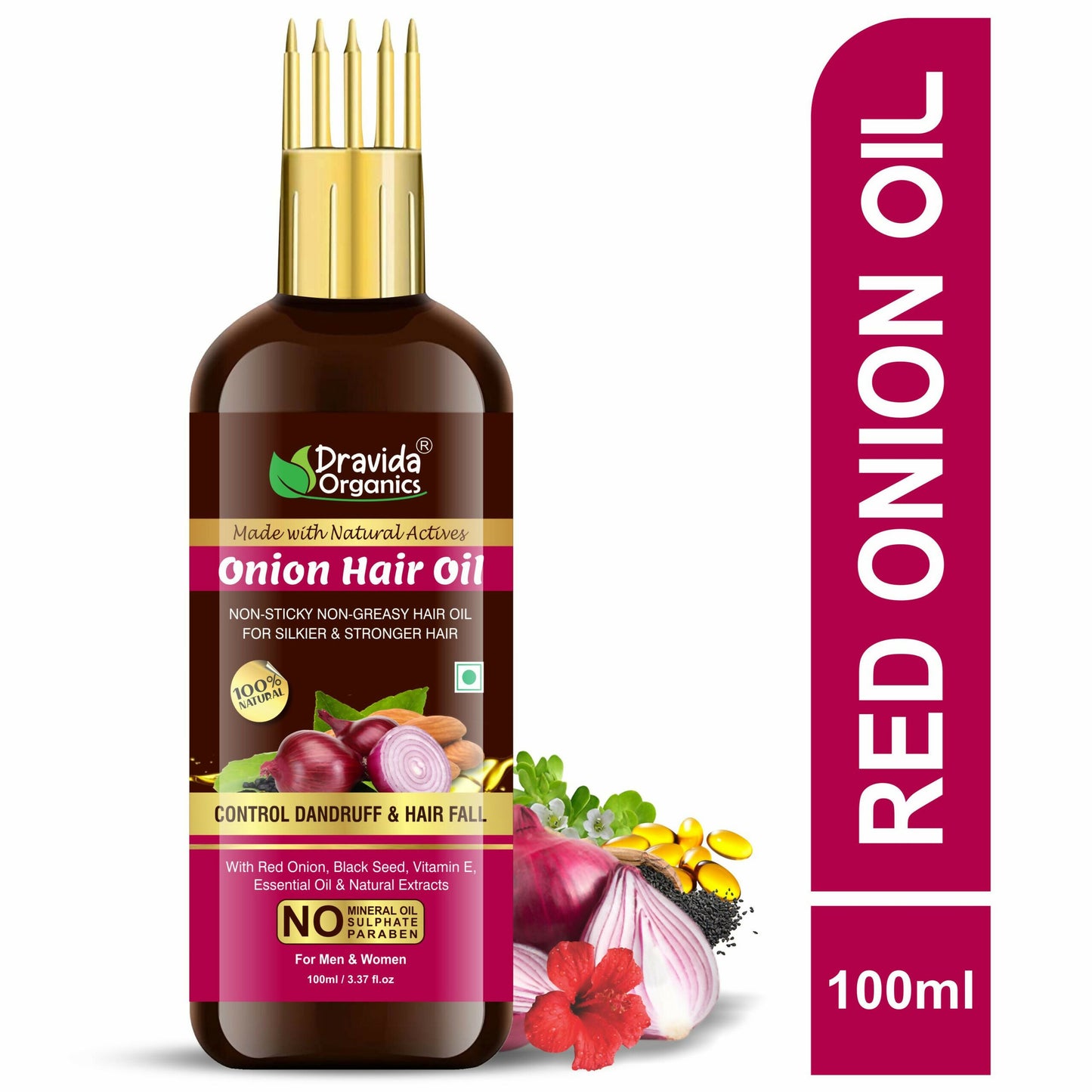 Dravida Organics Onion Hair Oil with Onion & Black Seed - Dista
