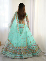 Thumbnail for Joban Fashion Light Green Lehenga Net Coding Dori with Sequence with Rivet Moti
