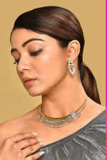 Thumbnail for Joban Fashion Women Brass Golden White Ad Necklace Set - Distacart