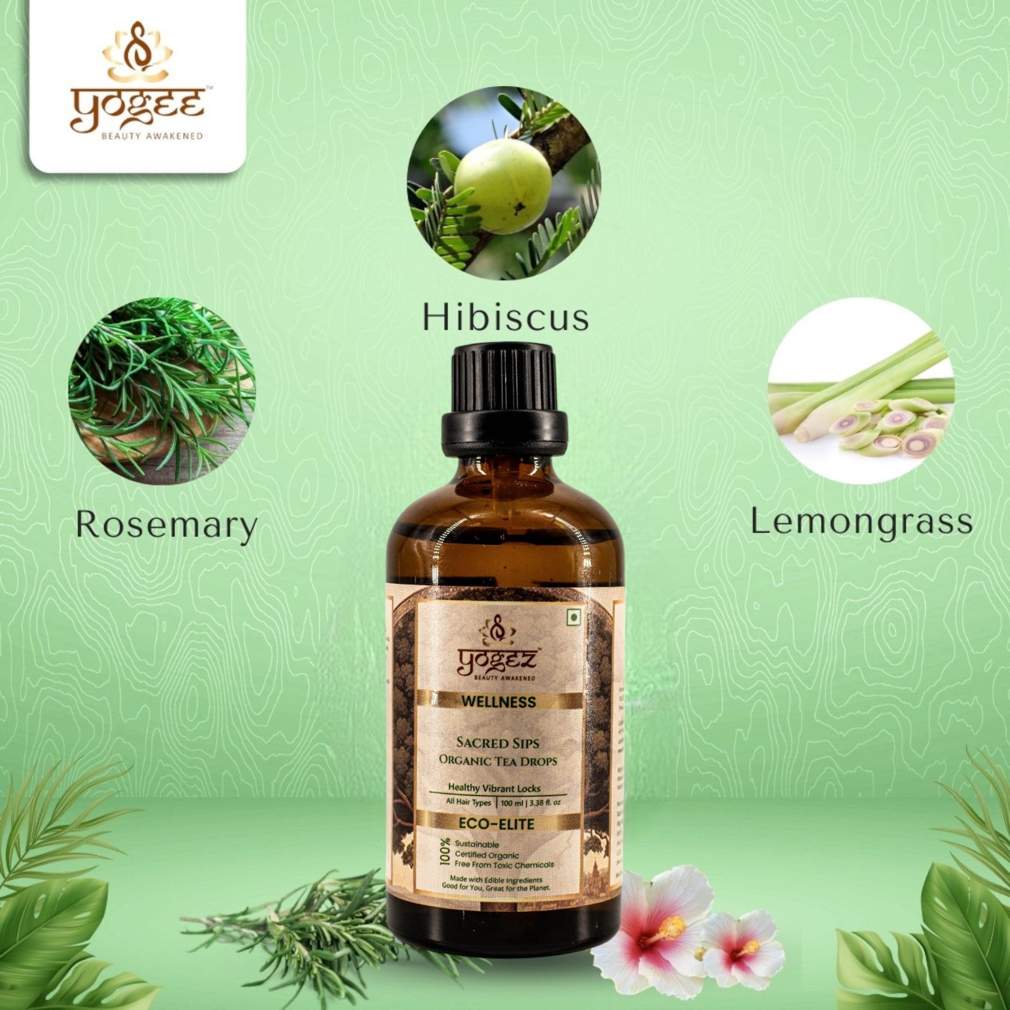 Yogez Sacred Sips Tea Drops- Hair Health - Distacart