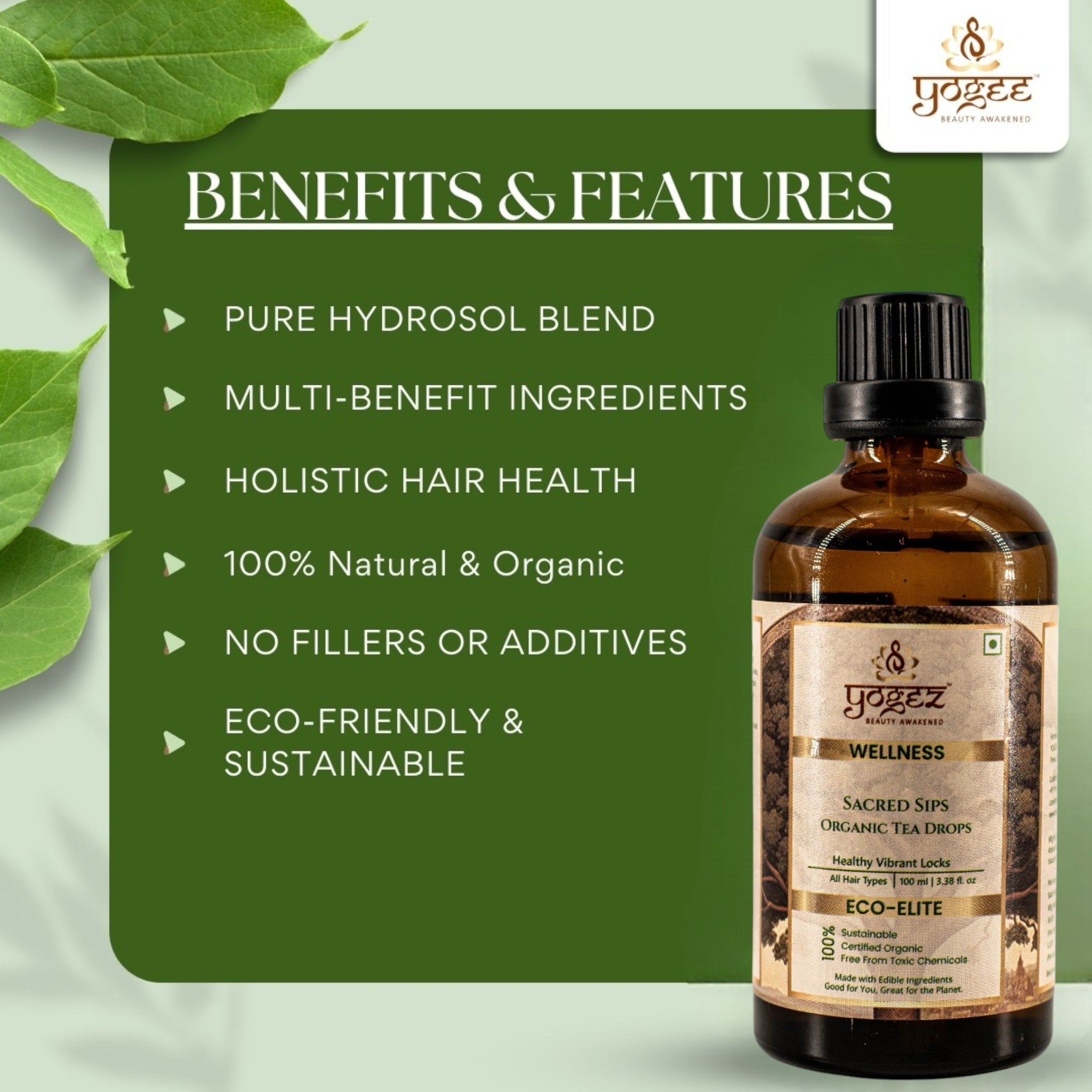 Yogez Sacred Sips Tea Drops- Hair Health - Distacart