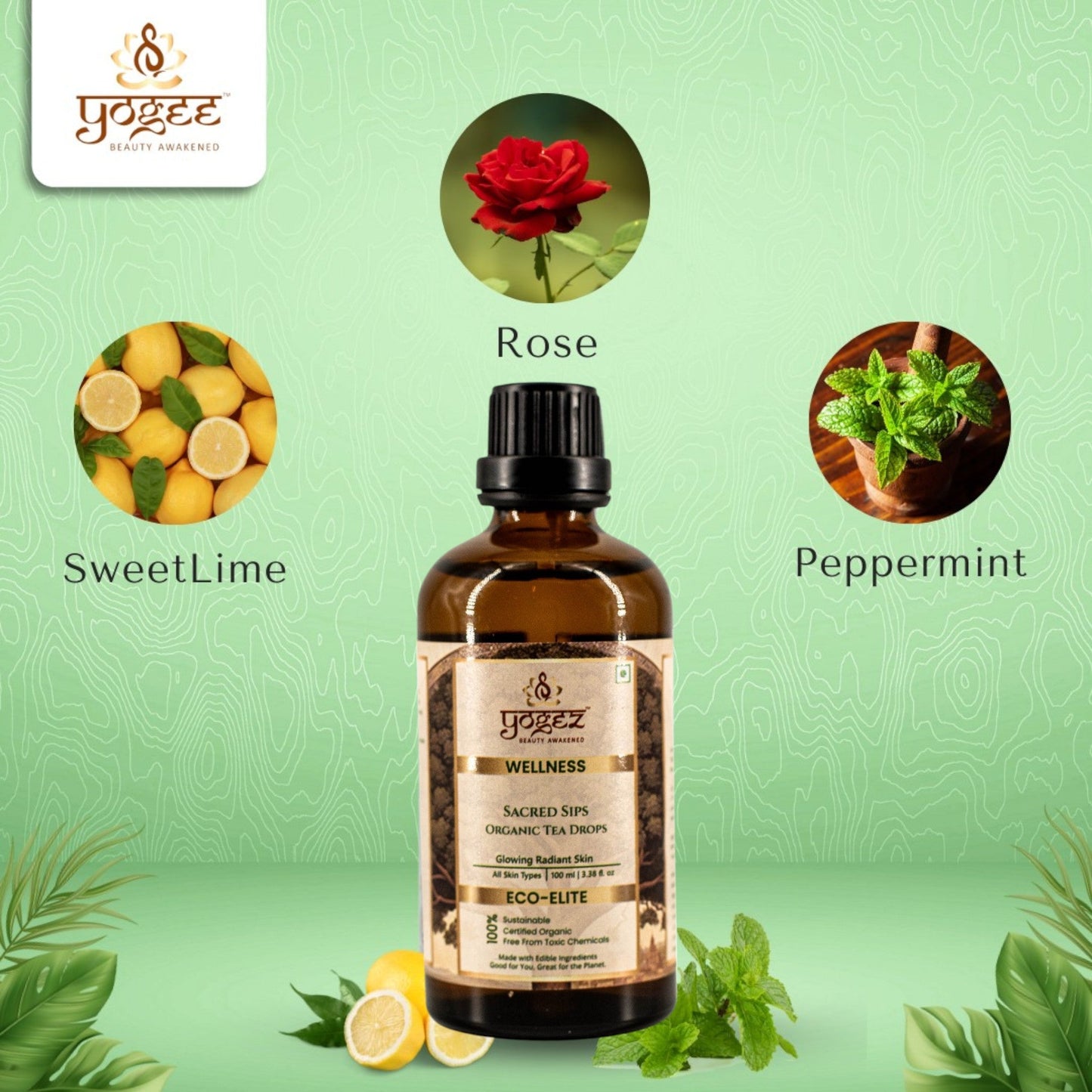 Yogez Sacred Sips Tea Drops- Skin Health - Distacart
