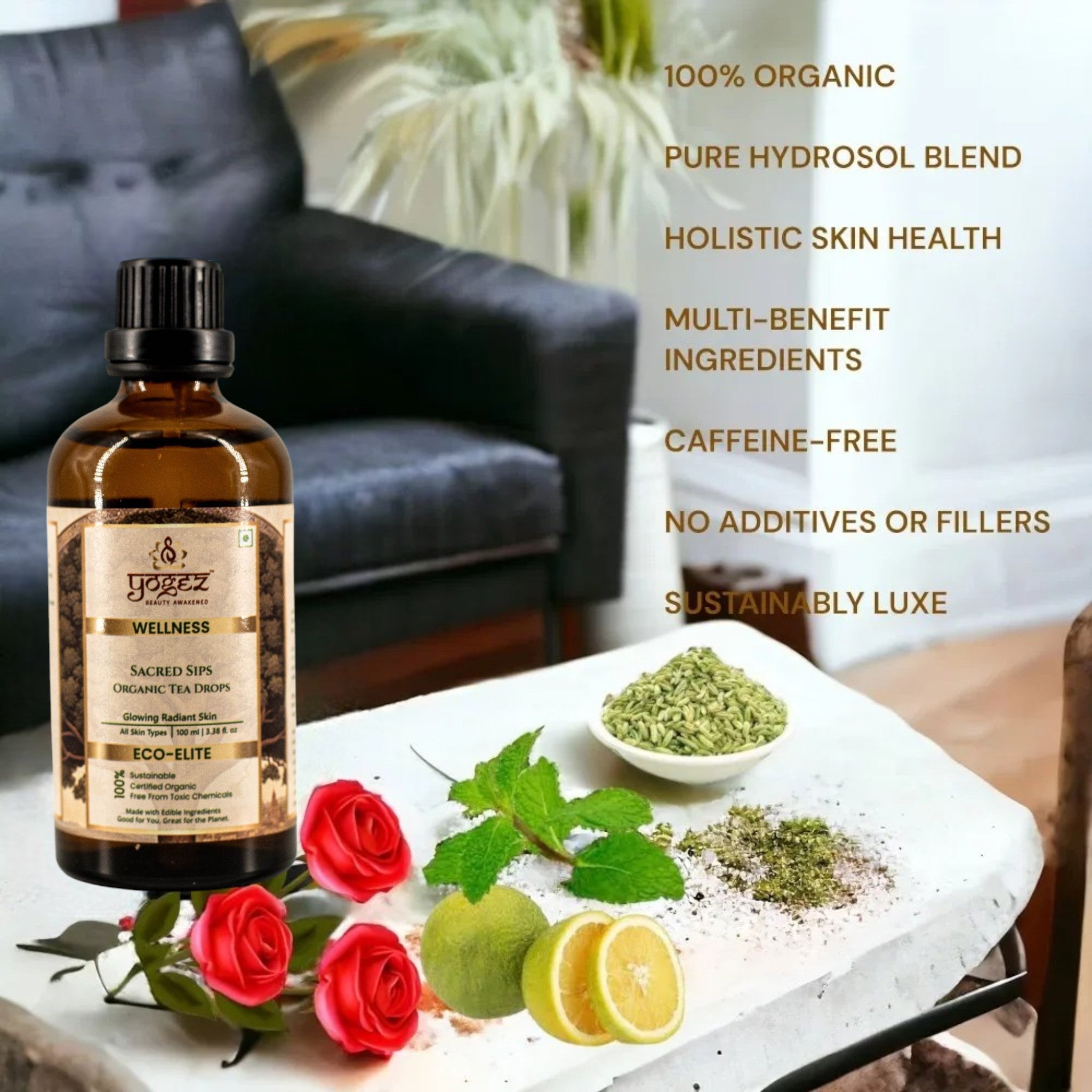 Yogez Sacred Sips Tea Drops- Skin Health - Distacart