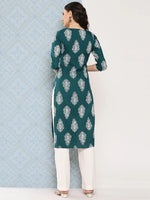 Thumbnail for Yufta Teal Green Paisley Printed Kurta