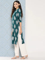 Thumbnail for Yufta Teal Green Paisley Printed Kurta