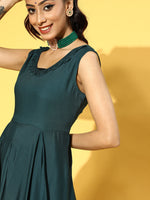 Thumbnail for Yufta Teal Green Solid Maxi Dress - Distacart