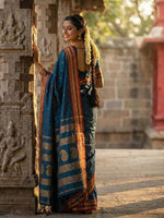 Thumbnail for Anaita Teal Silk Woven Saree With Blouse - Distacart