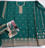Thumbnail for Anaita Teal Chinon Embroidered Salwar Suit - Distacart