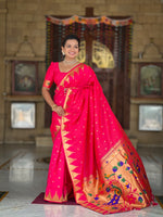 Thumbnail for Vedant Vastram Soft Litchi Silk Banarasi Silk Jacquard Saree - Pink - Dista