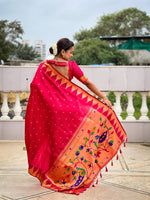 Thumbnail for Vedant Vastram Soft Litchi Silk Banarasi Silk Jacquard Saree - Pink - Dista