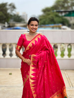 Thumbnail for Vedant Vastram Soft Litchi Silk Banarasi Silk Jacquard Saree - Pink - Dista