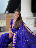 Thumbnail for Vedant Vastram Soft Litchi Silk Banarasi Silk Jacquard Saree - Blue - Dista