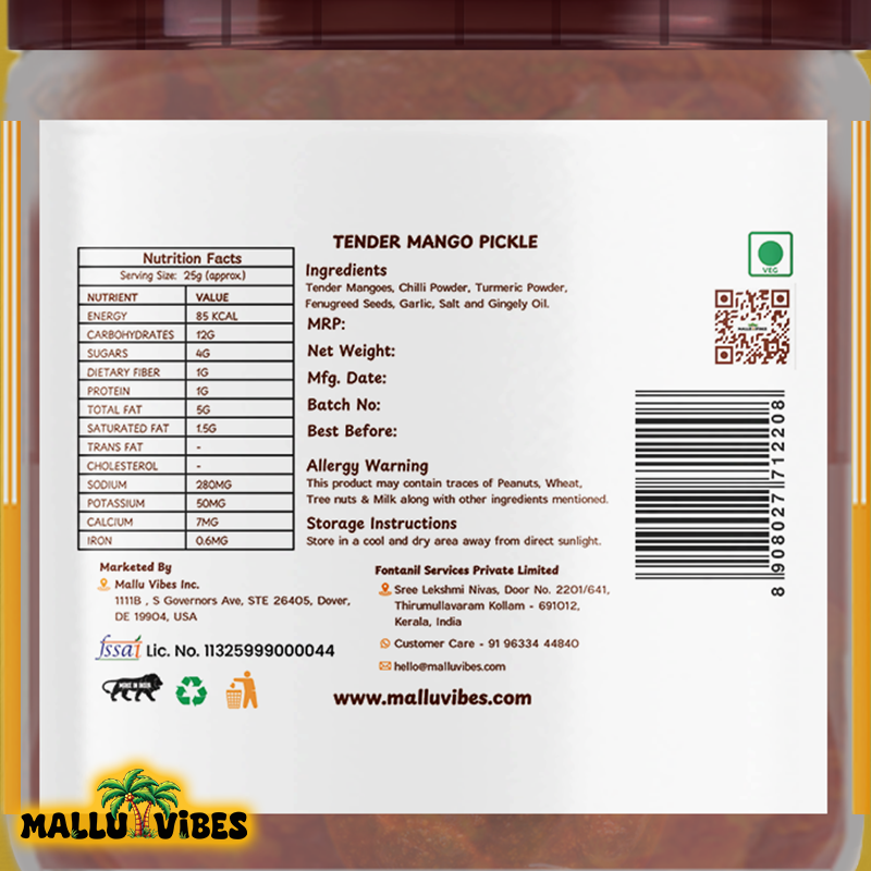 Mallu Vibes Home Made Tender Mango Pickle - Distacart