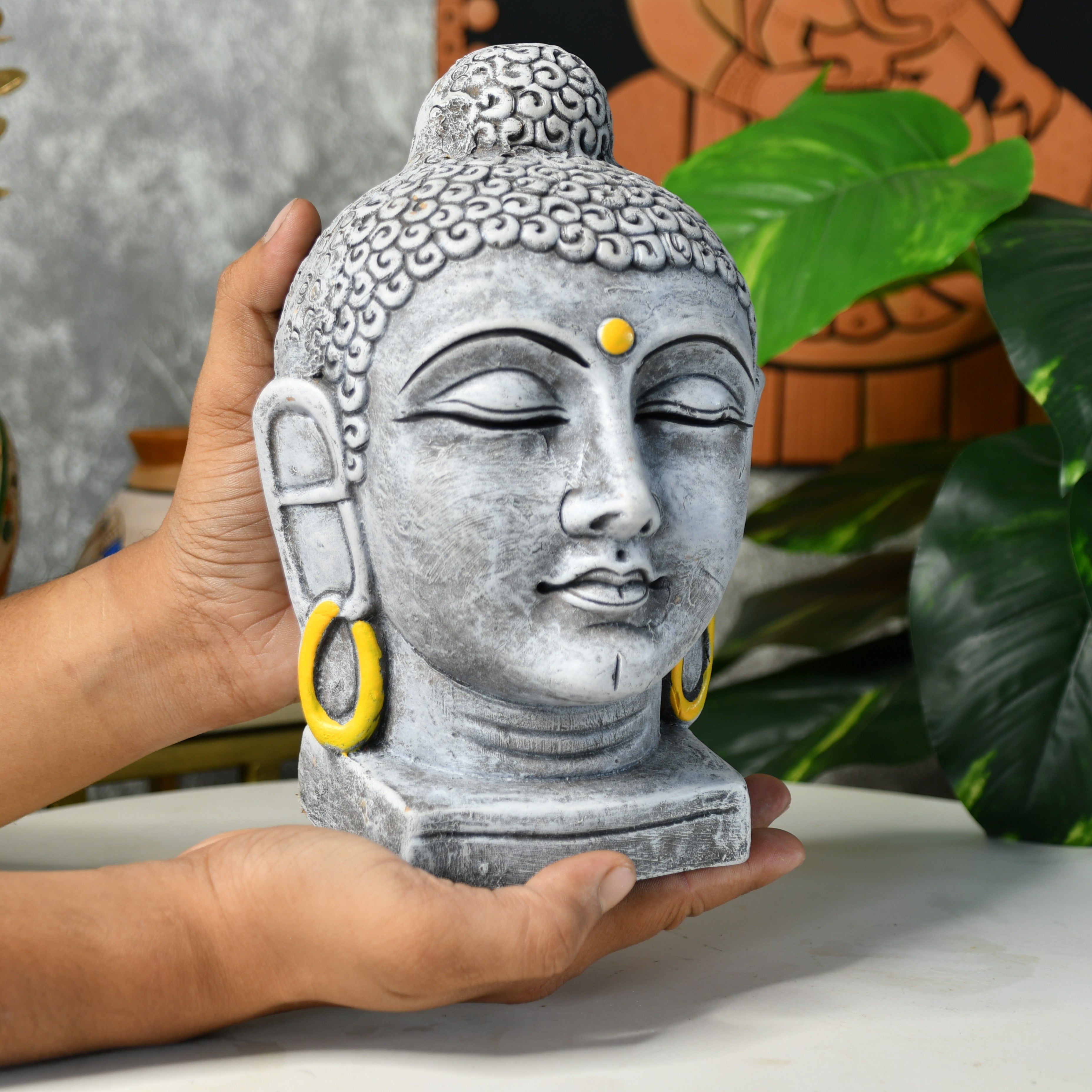 Sowpeace Premium Large Terracotta Meditating Buddha Head Tabletop