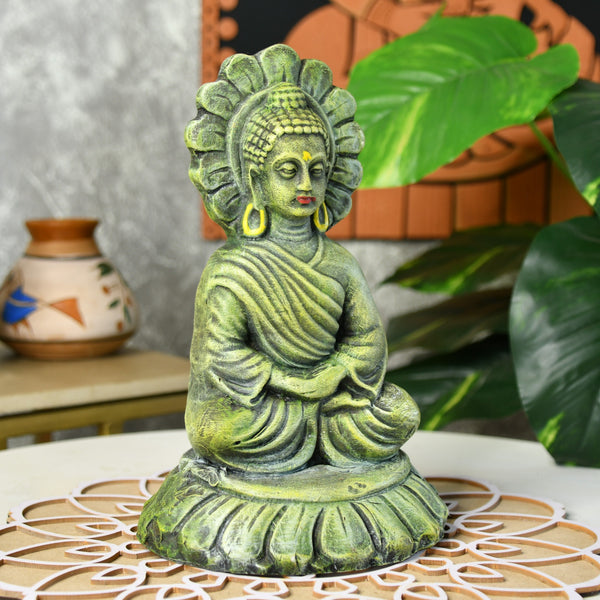 Sowpeace Premium Terracotta Meditating Buddha on Lotus Tabletop
