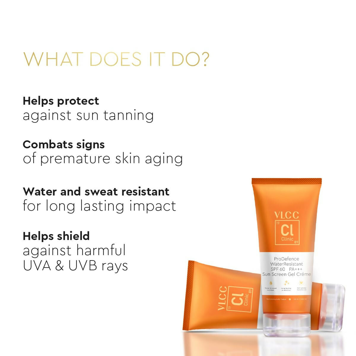 VLCC Clinic ProDefence Water Resistant SPF 60 PA+++ Sun Screen Gel Crème - Distacart