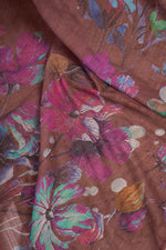 Thumbnail for Vastranavya Coffee Digital Printed Linen Ready To Wear Designer Saree with Unstitched Blouse - Distacart