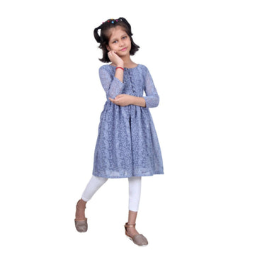 Akarshan viscose Lukhnowi Chikankari Anarkali kurta with Leggings - Grey - Distacart