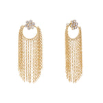 Thumbnail for Nuyug 22K Gold Plated Crystal Studded Floral Stud Contemporary Dangler Earrings
