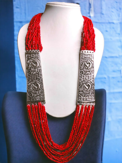 Inhanns Saree Shobha Statement Necklace - Red - Distacart