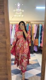 Thumbnail for Preksha Creation Indian Alia cut suits with sequence work Gown with Dupatta and Work - Red - Distacart