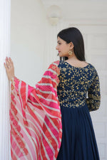 Thumbnail for Aastha Fashion Women's Morpich Faux Georgette Sequins Embroidered Anarkali Dress with Dupatta - Distacart