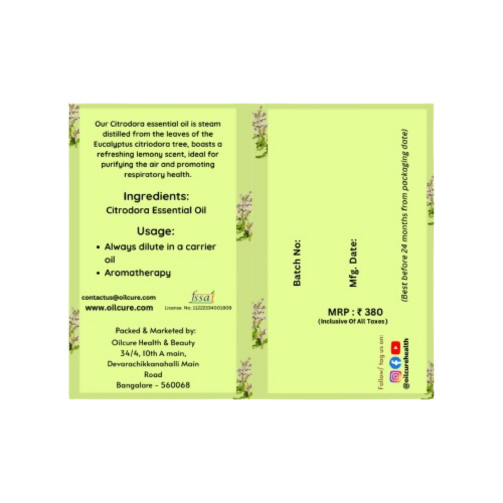 Oilcure Citrodora Essential Oil - Distacart