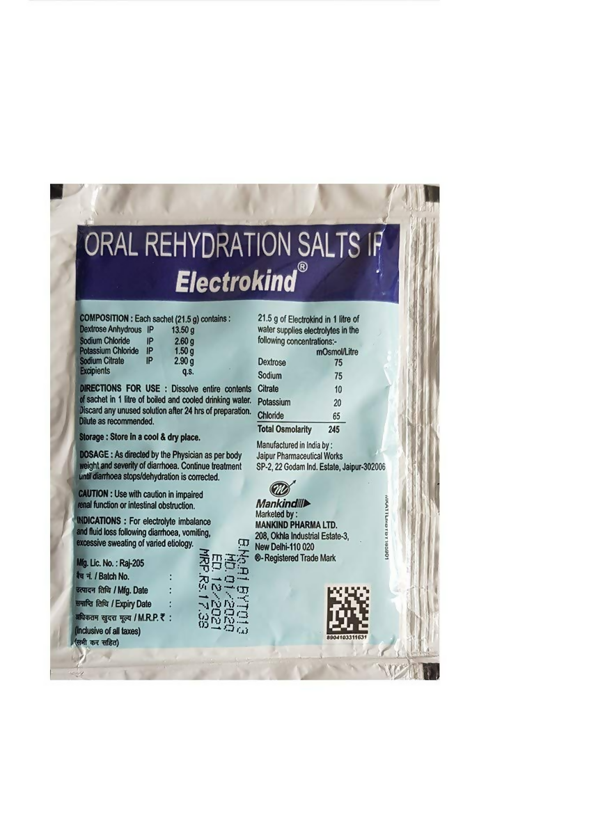 Electrokind - Sachets Oral Rehydration Salts - Distacart