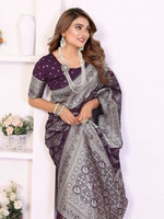 Thumbnail for Aastha Fashion Wine Georgette Silk Leheriya With Elegant Zari Weaving Saree - Distacart
