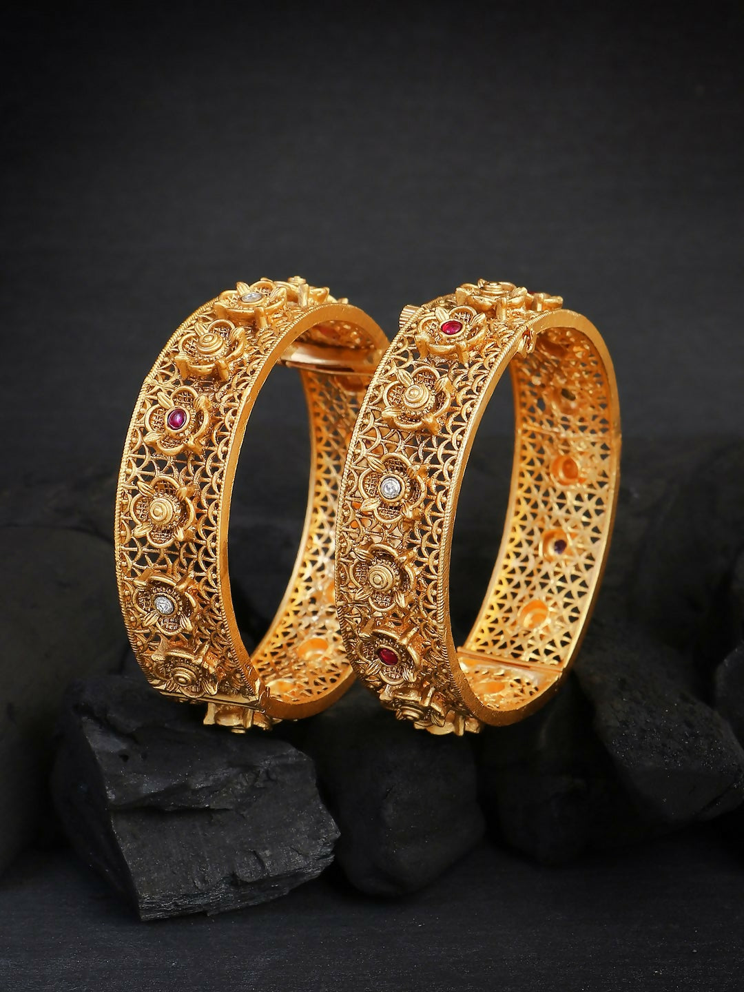 Matte Finish Gold Bangles By House of Ree - Distacart