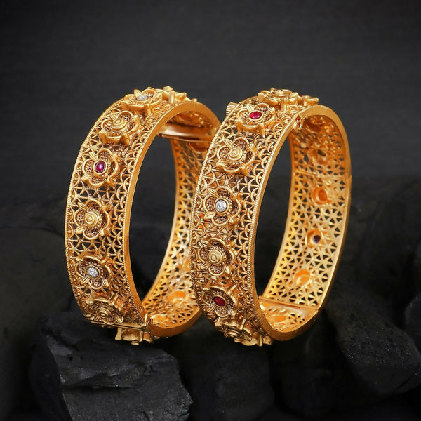 Matte Finish Gold Bangles By House of Ree - Distacart