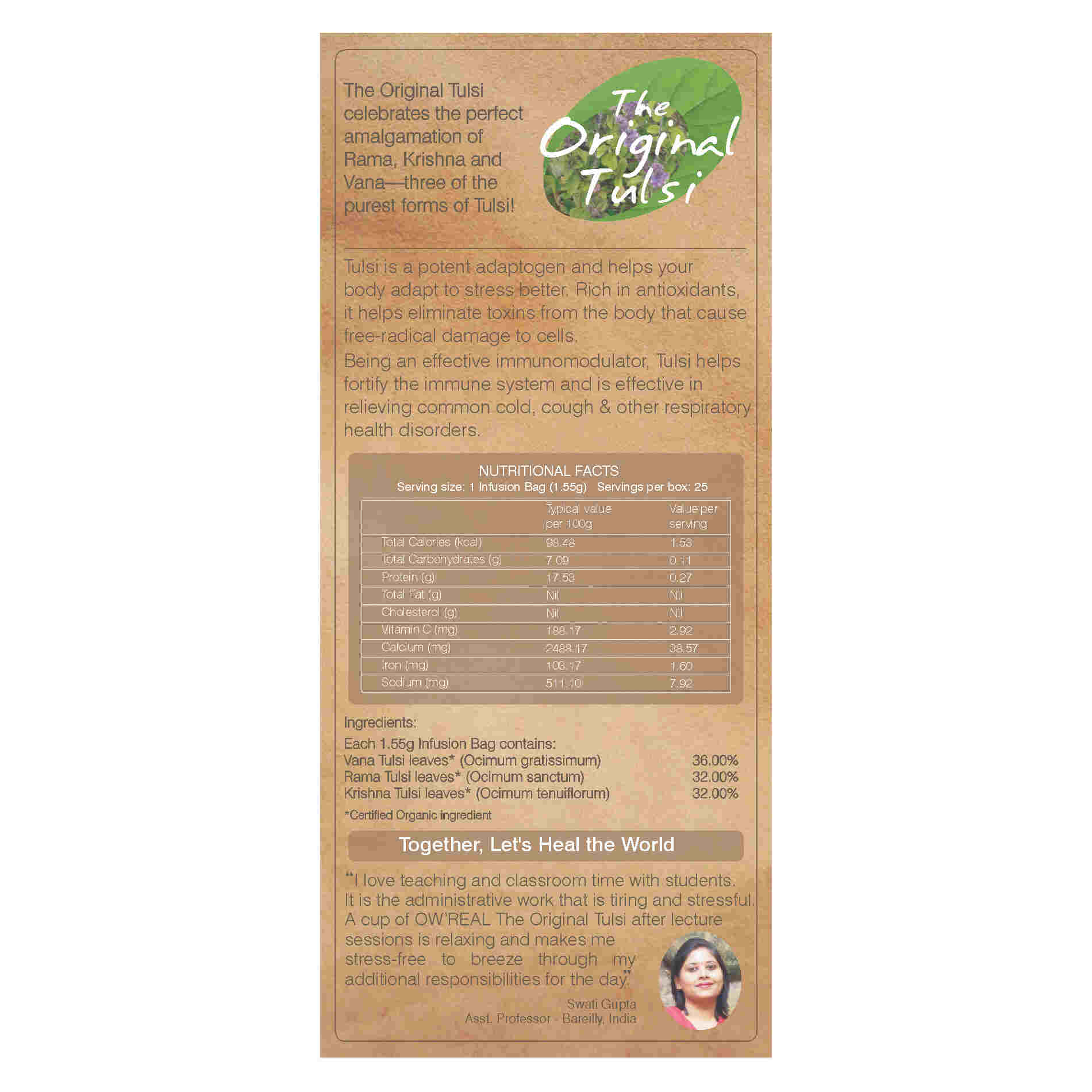 Organic Wellness Ow'real The Original Tulsi Teabags - Distacart