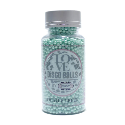 confect thistle green disco balls sprinkles 3 mm 120 gms
