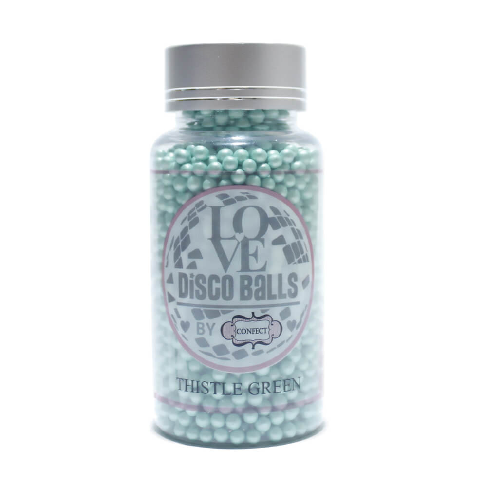 confect thistle green disco balls sprinkles 4 mm 120 gms
