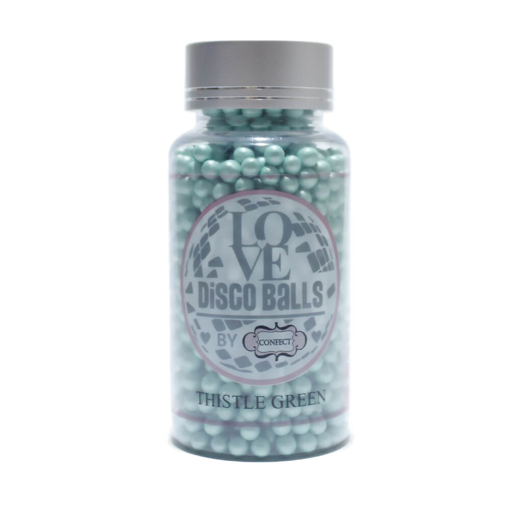 confect thistle green disco balls sprinkles 6 mm 120 gms