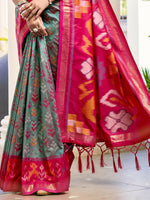 Thumbnail for Astita Pochampalli Silk Grey Saree