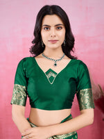 Thumbnail for Vedant Vastram Banarasi Silk Fashion Saree - Green - Distacart