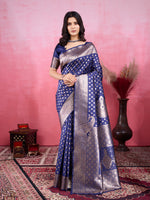 Thumbnail for Vedant Vastram Banarasi Silk Fashion Saree - Navy - Distacart