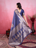Thumbnail for Vedant Vastram Banarasi Silk Fashion Saree - Navy - Distacart