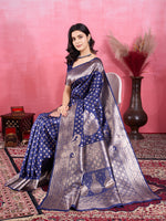 Thumbnail for Vedant Vastram Banarasi Silk Fashion Saree - Navy - Distacart