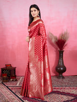 Thumbnail for Vedant Vastram Banarasi Silk Fashion Saree - Red - Distacart