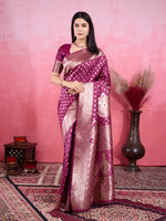 Thumbnail for Vedant Vastram Banarasi Silk Fashion Saree - Wine - Distacart