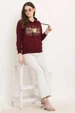 Thumbnail for PAVONINE Wine Color Butterfly-Design Pullover Hoodie Sweatshirt For Girls - Distacart