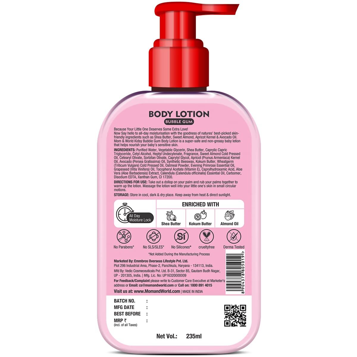 Mom & World Kidsy Bubble Gum Moisturising Body Lotion - Distacart