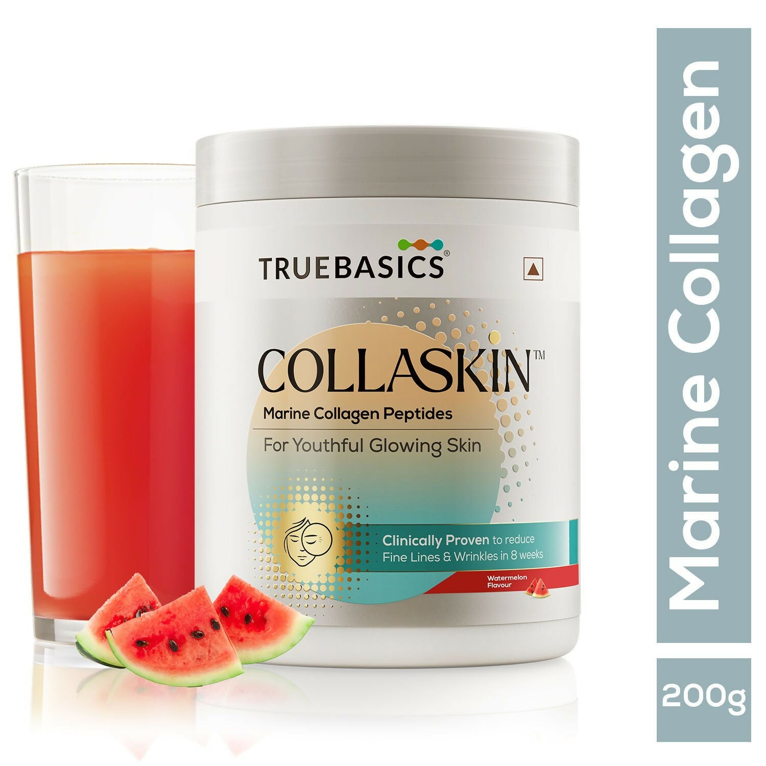 TrueBasics Collaskin Marine Collagen Peptides For Youthful Glowing Skin - Watermelon - Distacart